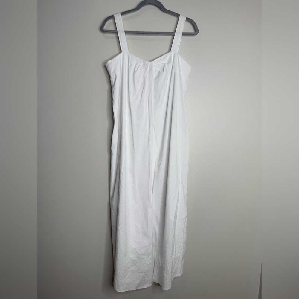 Vince White‎ Pleated Front Ribbon Strap Sleeveless Coastal Midi Dress Bridal Med